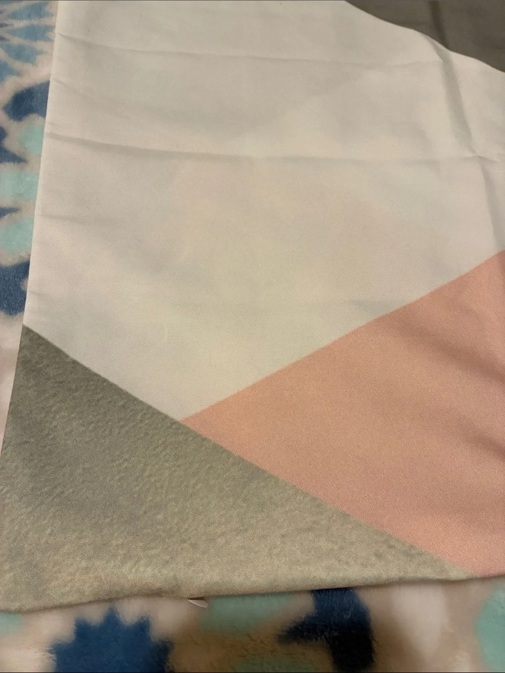 Geometric Colorblock Decorative Pillow Cover in Blush, Gray, and White